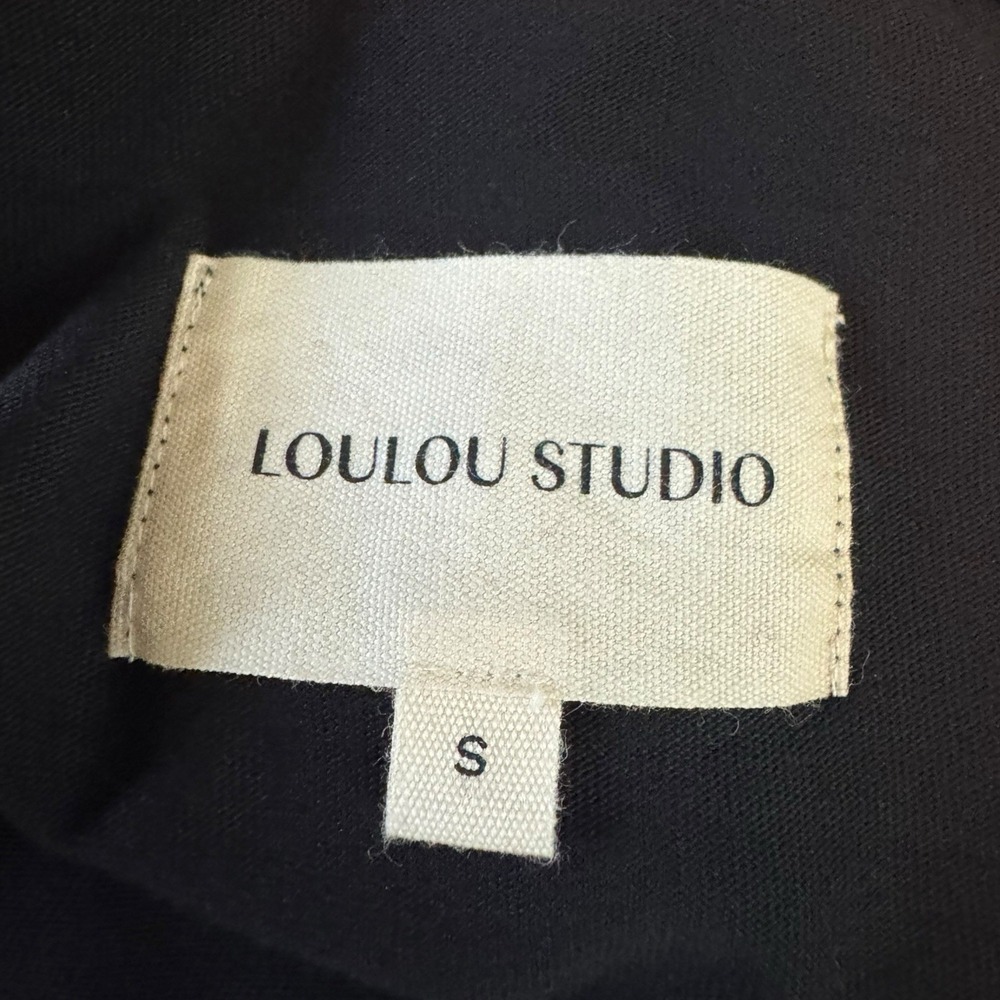 LouLou Studio Agitti Maxi Dress Black Cotton Asymmetric One Shoulder Sz S - Picture 3 of 6
